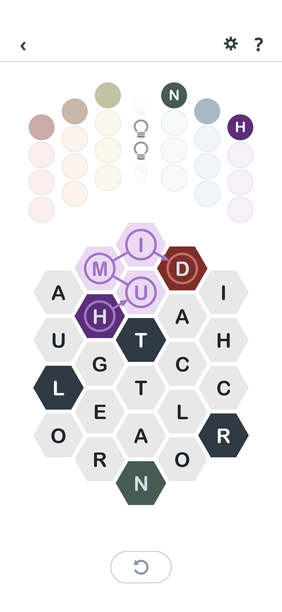Connecting letters across the Textagons grid to form a word
